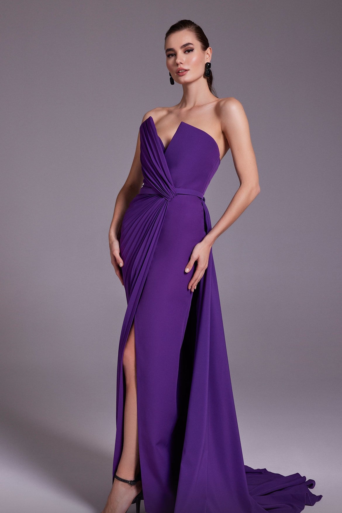 Strapless Pleated Gown