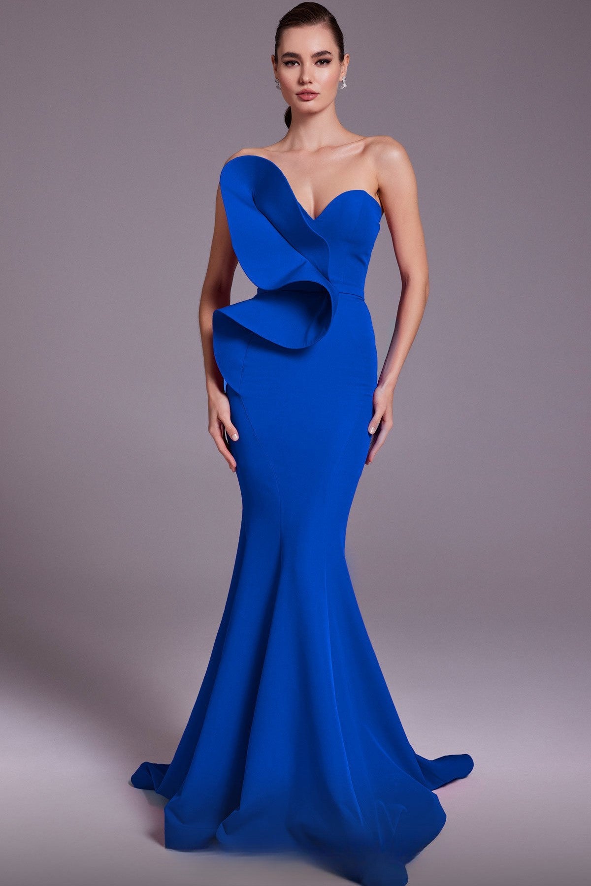 Sculpted Strapless Crepe Trumpet Gown
