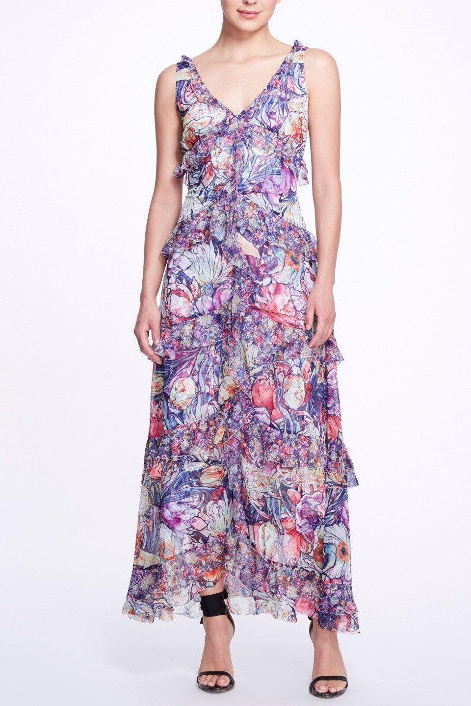 Tie Neck Floral Maxi Dress