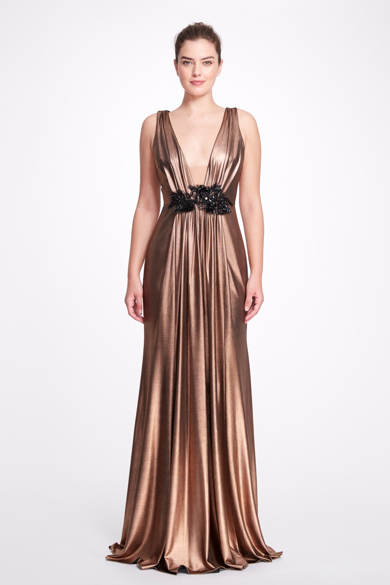 Sleeveless Lamé Gown