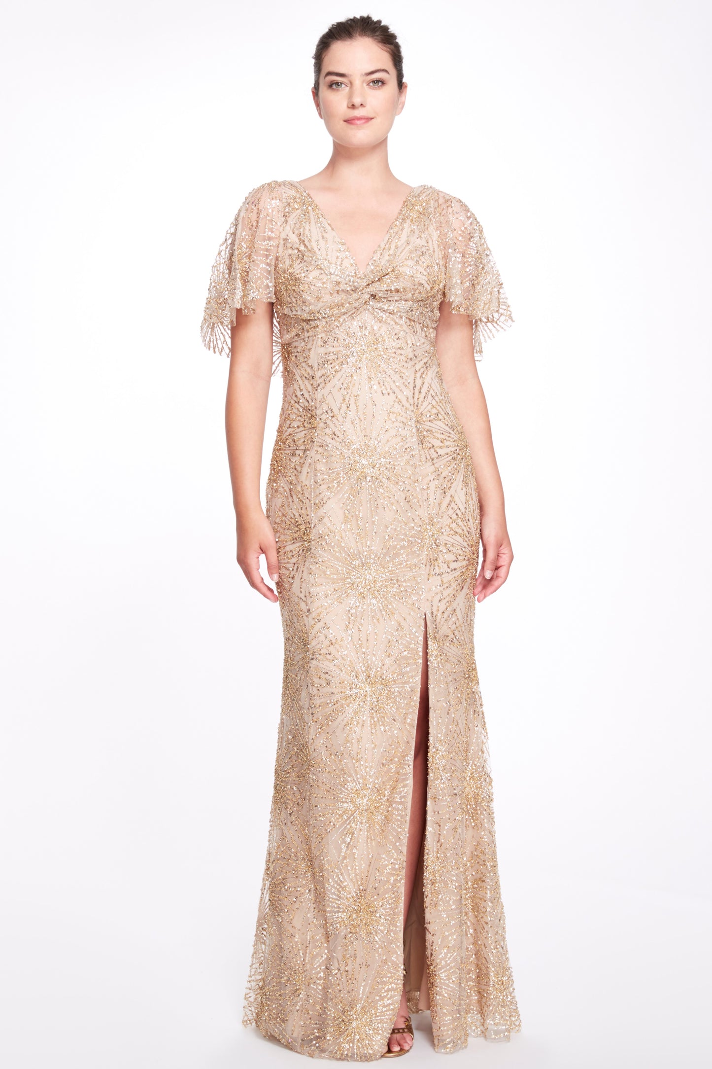 Embellished Slit Gown