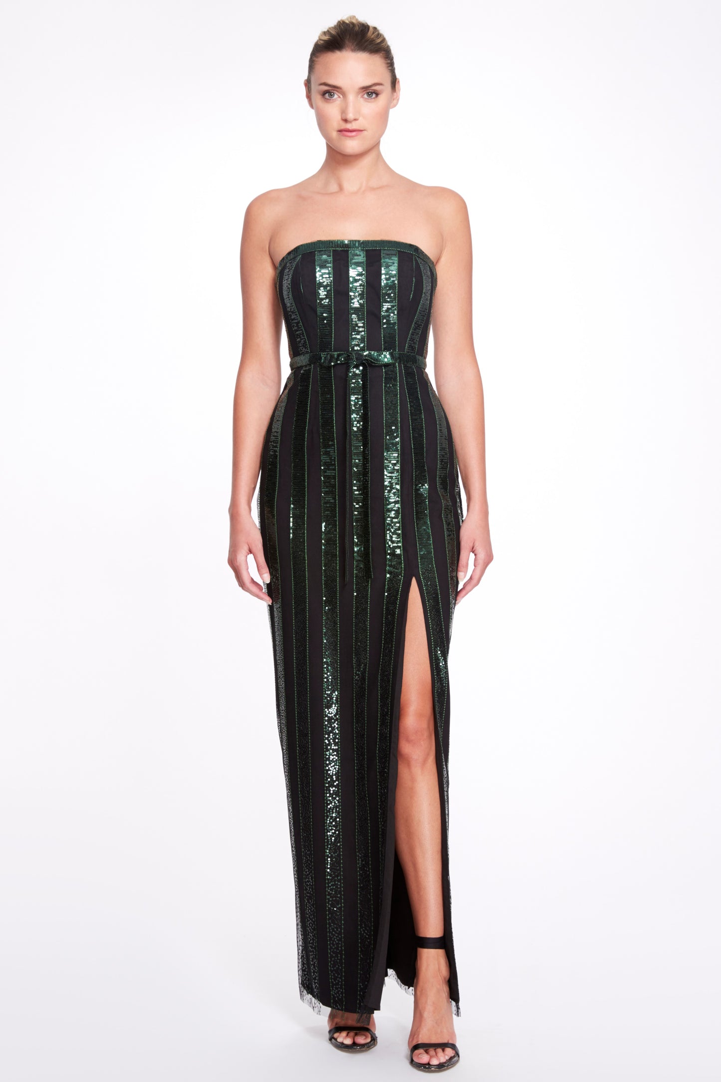 Strapless Embellished  Slit Gown