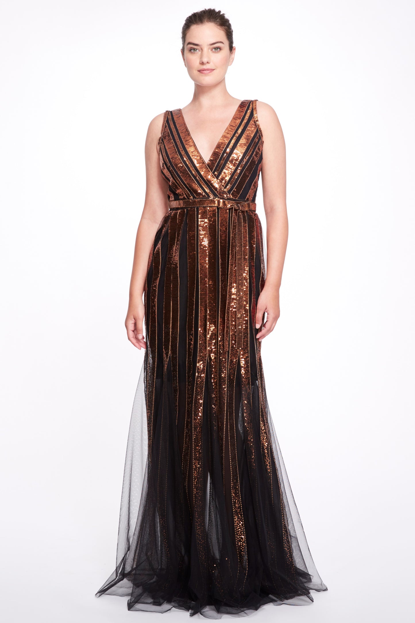 Sleeveless Embellished V-Neck Gown