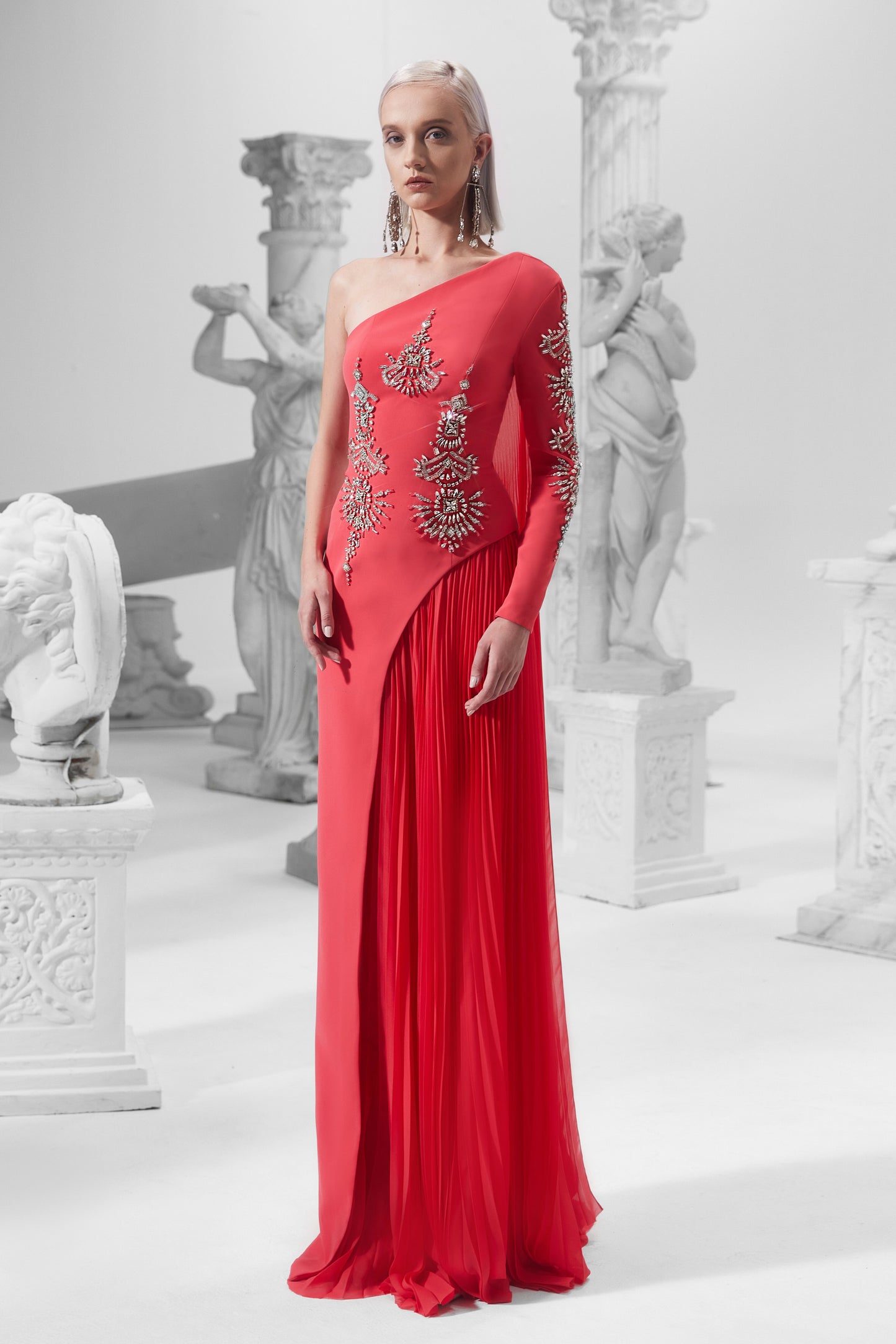 Embellished One Shoulder Gown