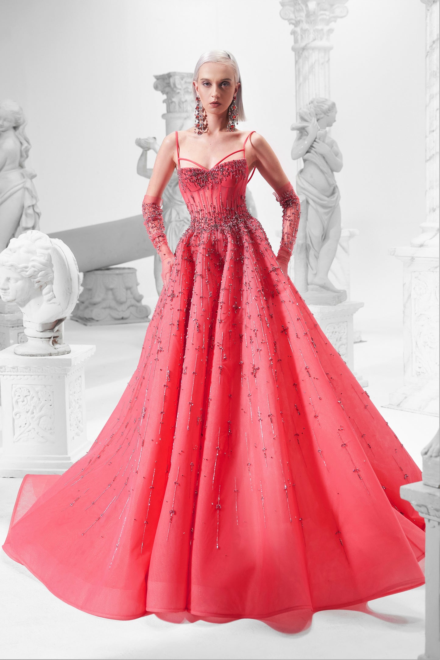 Embellished A-Line Sleeveless Gown