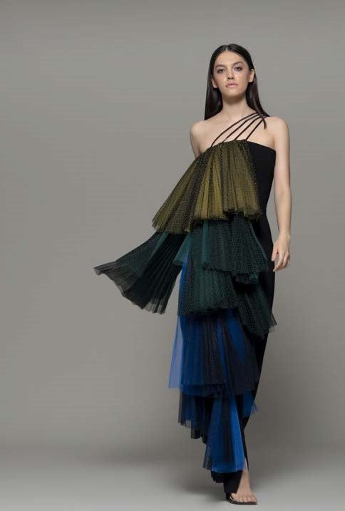 Alfedana One Shoulder Tiered Gown