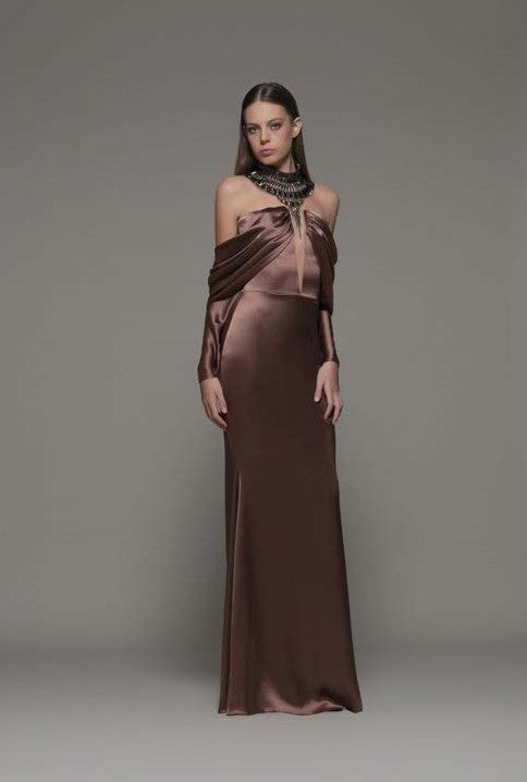 Acetura Draped Sleeve Gown