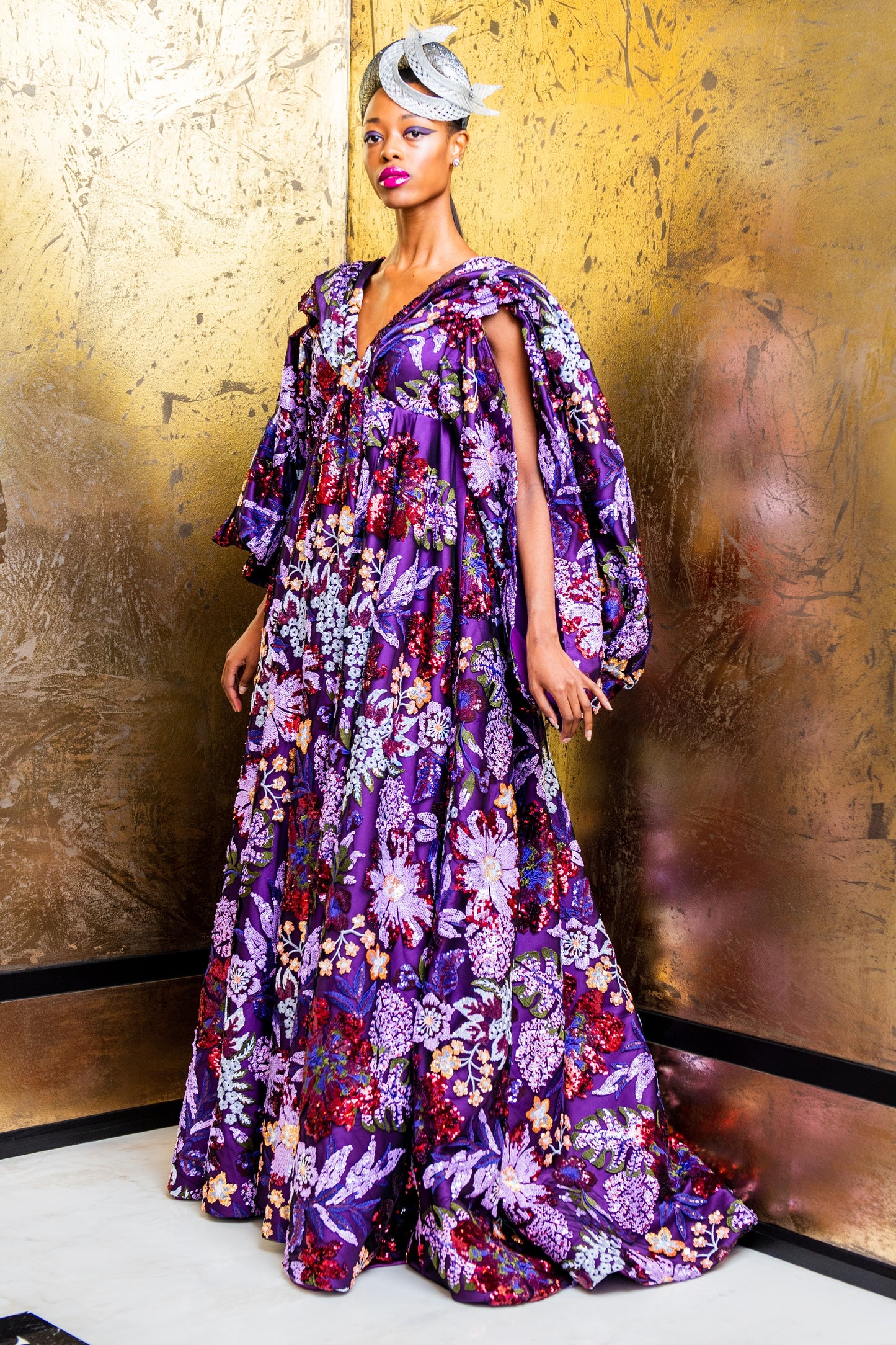 Hand Silk Embroidered Gown