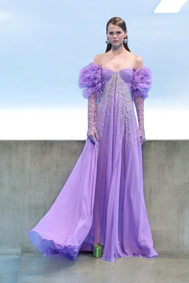 Beaded Georgette-Gown