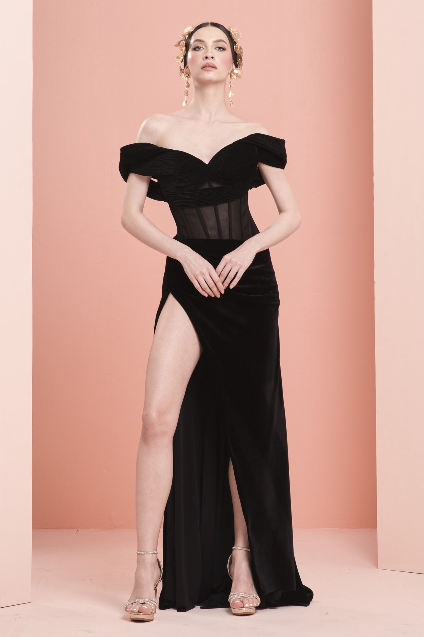 Velvet Gown with Slit