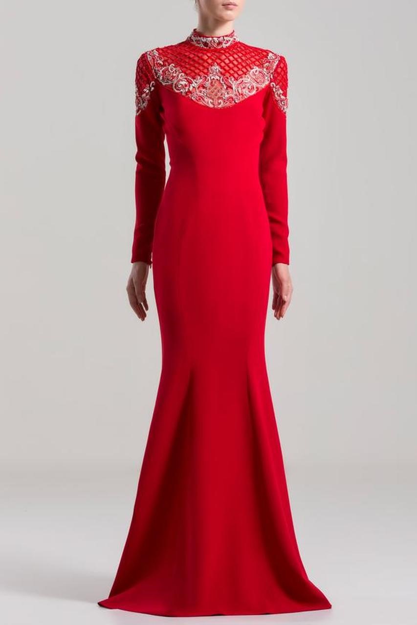 Mermaid-Cut Dress with a High Neck