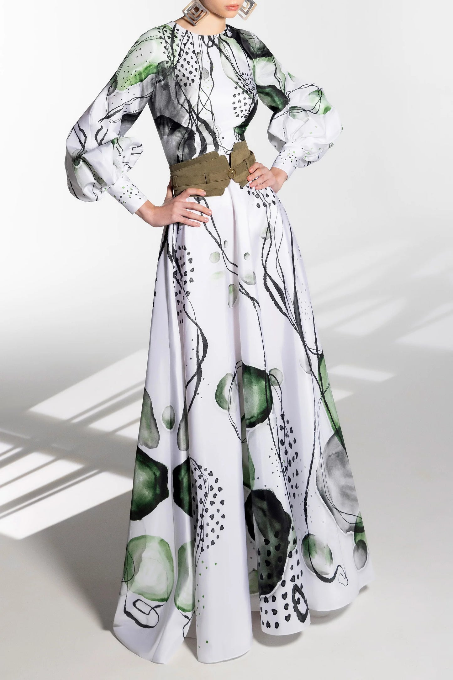 Taffeta Printed Gown