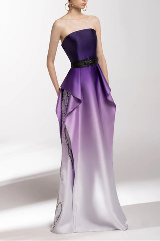 Mikado Strapless Gown with Beading