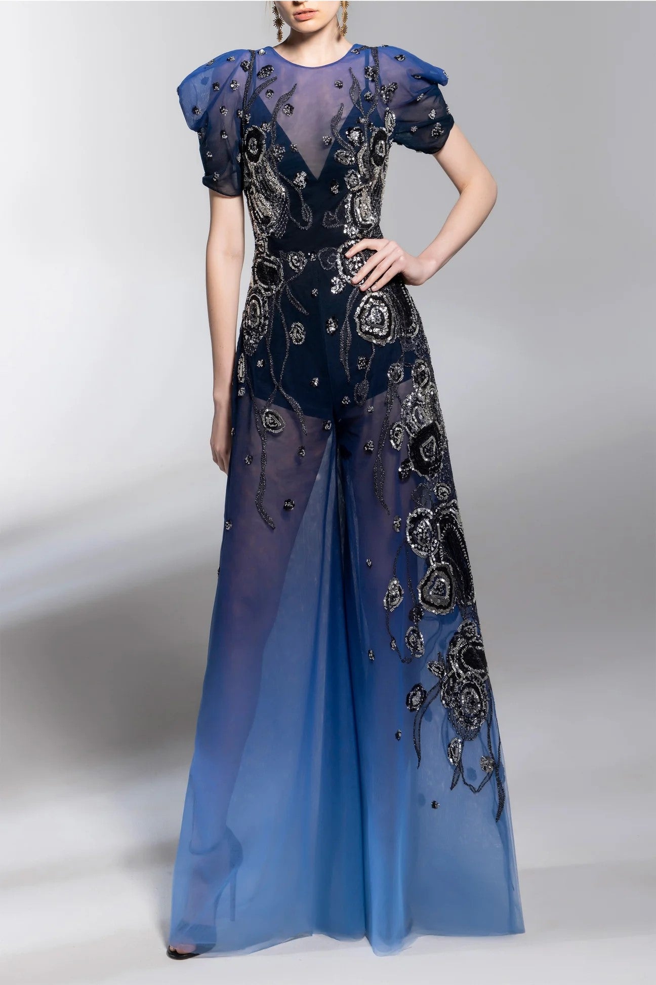 Gradient Printed Tulle Jumpsuit