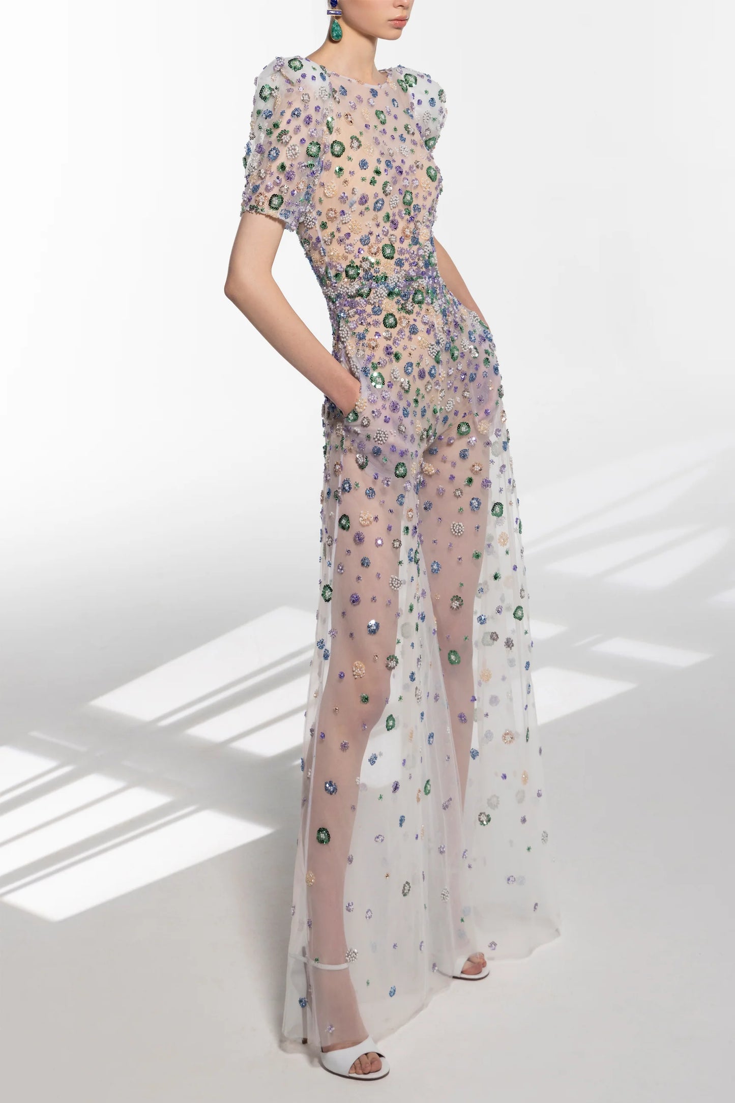 Beaded Short Sleeve Jumpsuit