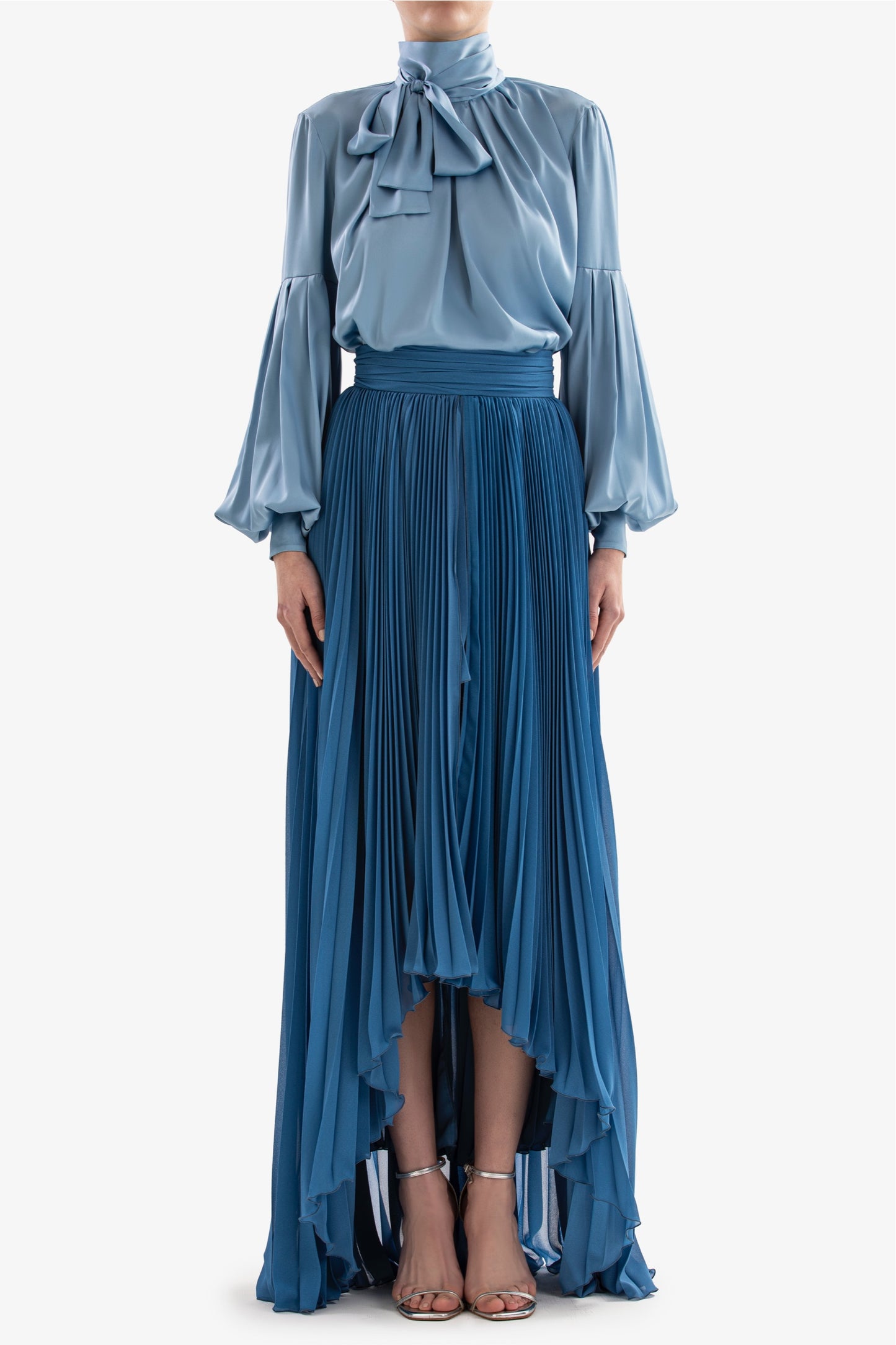 Satin Blouse with Skirt