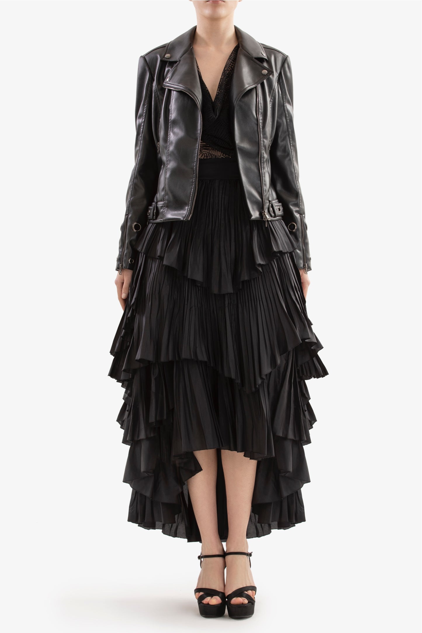 Lace Top, Taffeta Skirt with Jacket