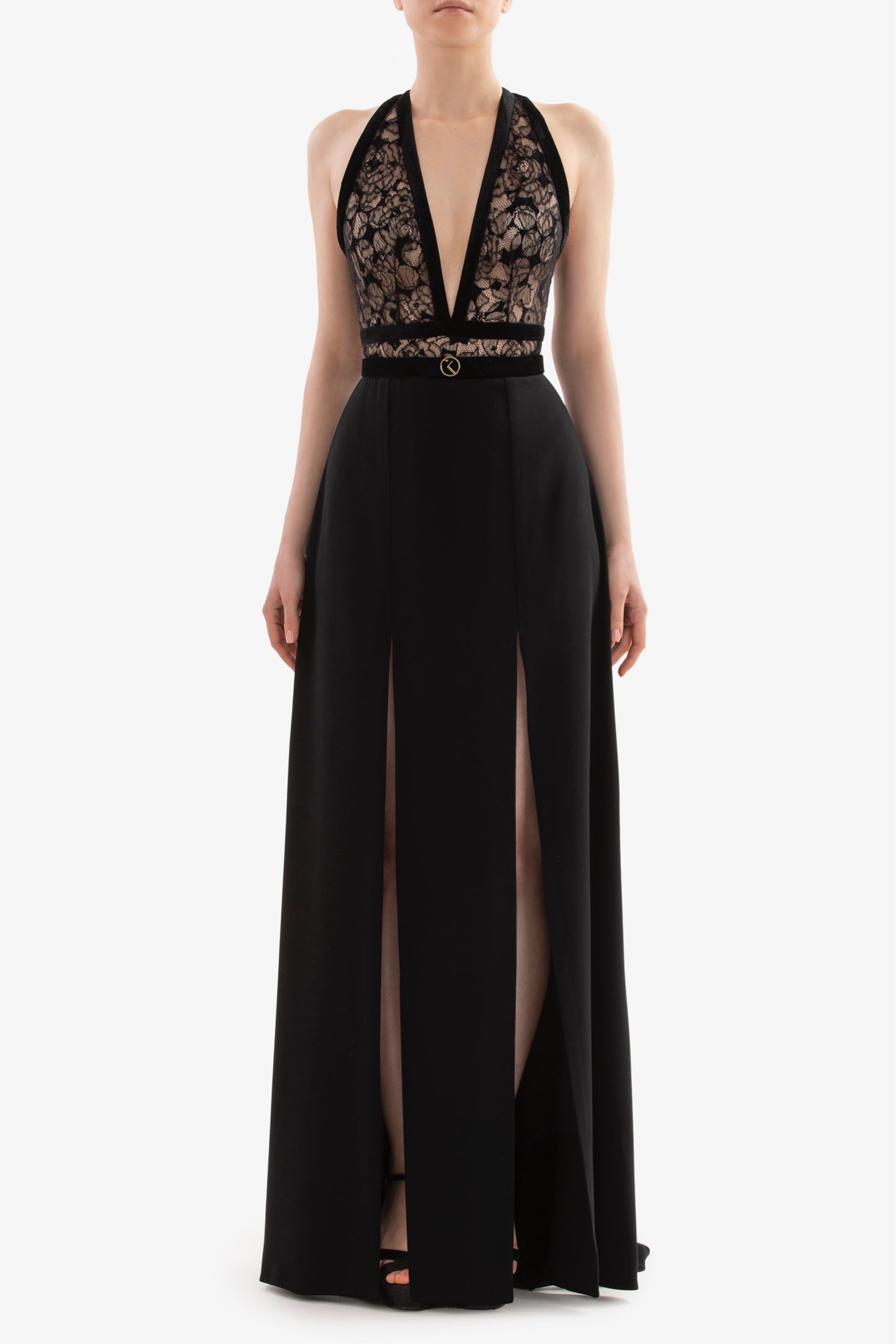 Lace Halter Neck Gown