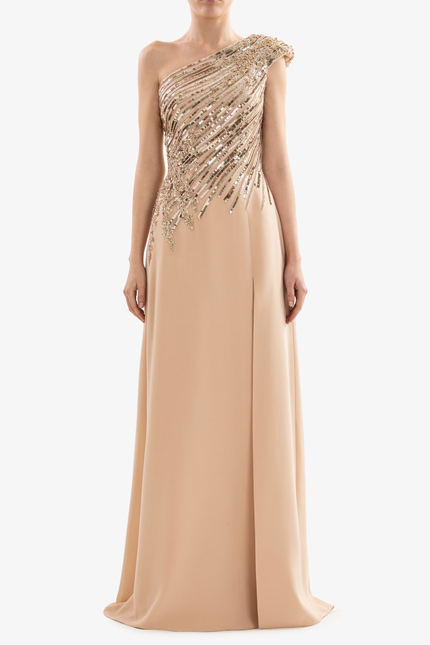 One-Shoulder Sequin Gown