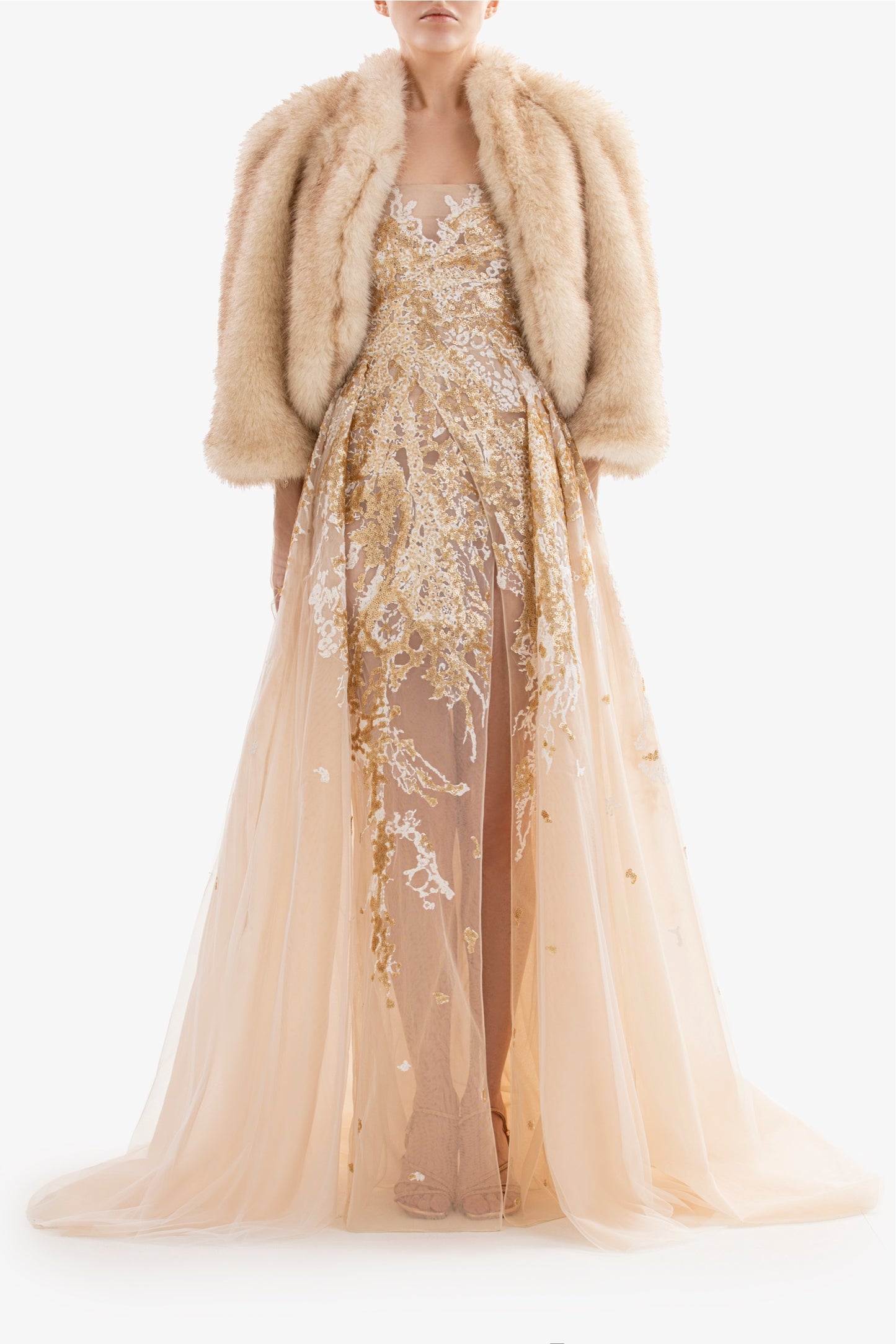 Embroidered Gown with Jacket