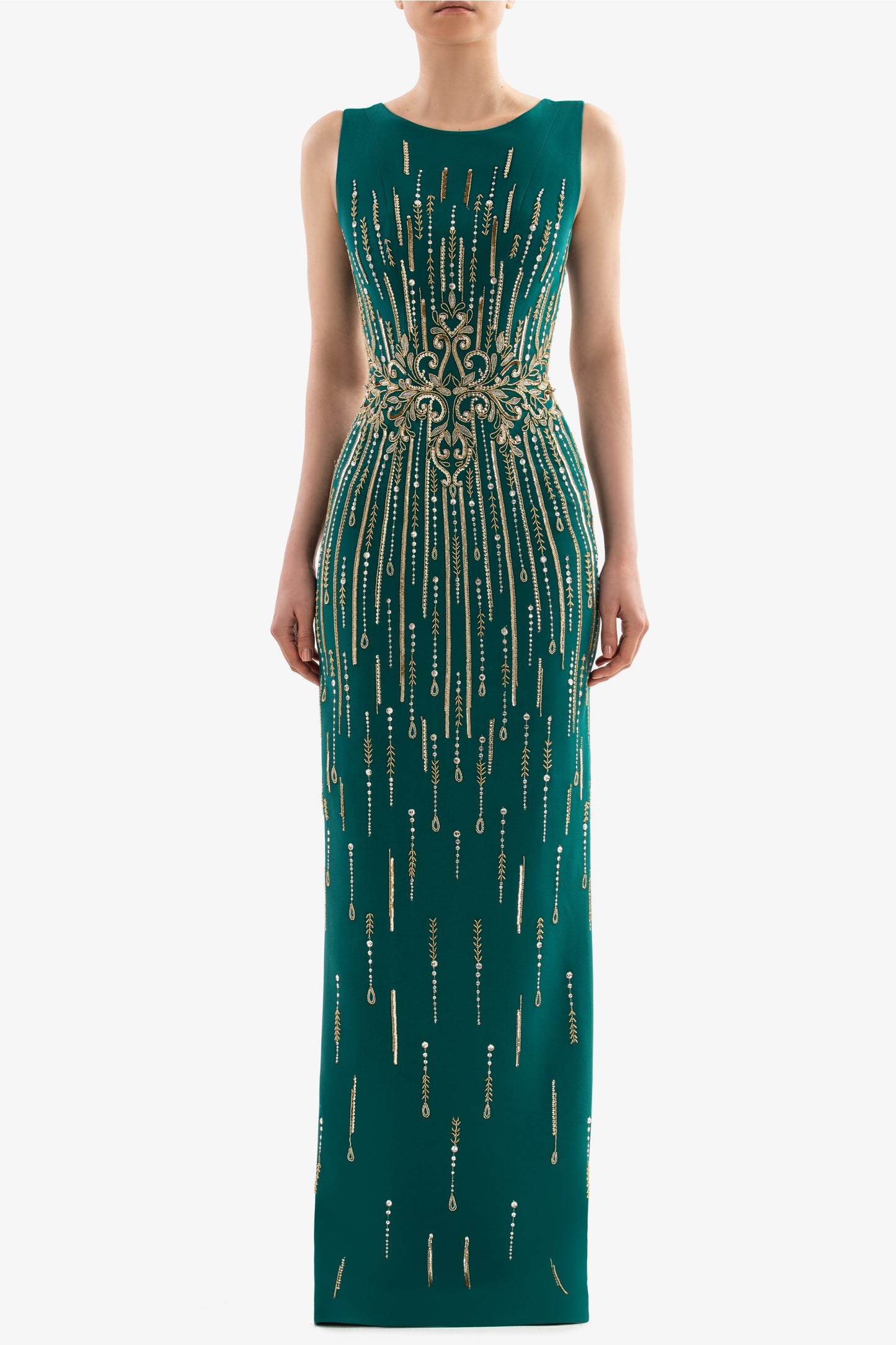 Crepe Beaded Gown