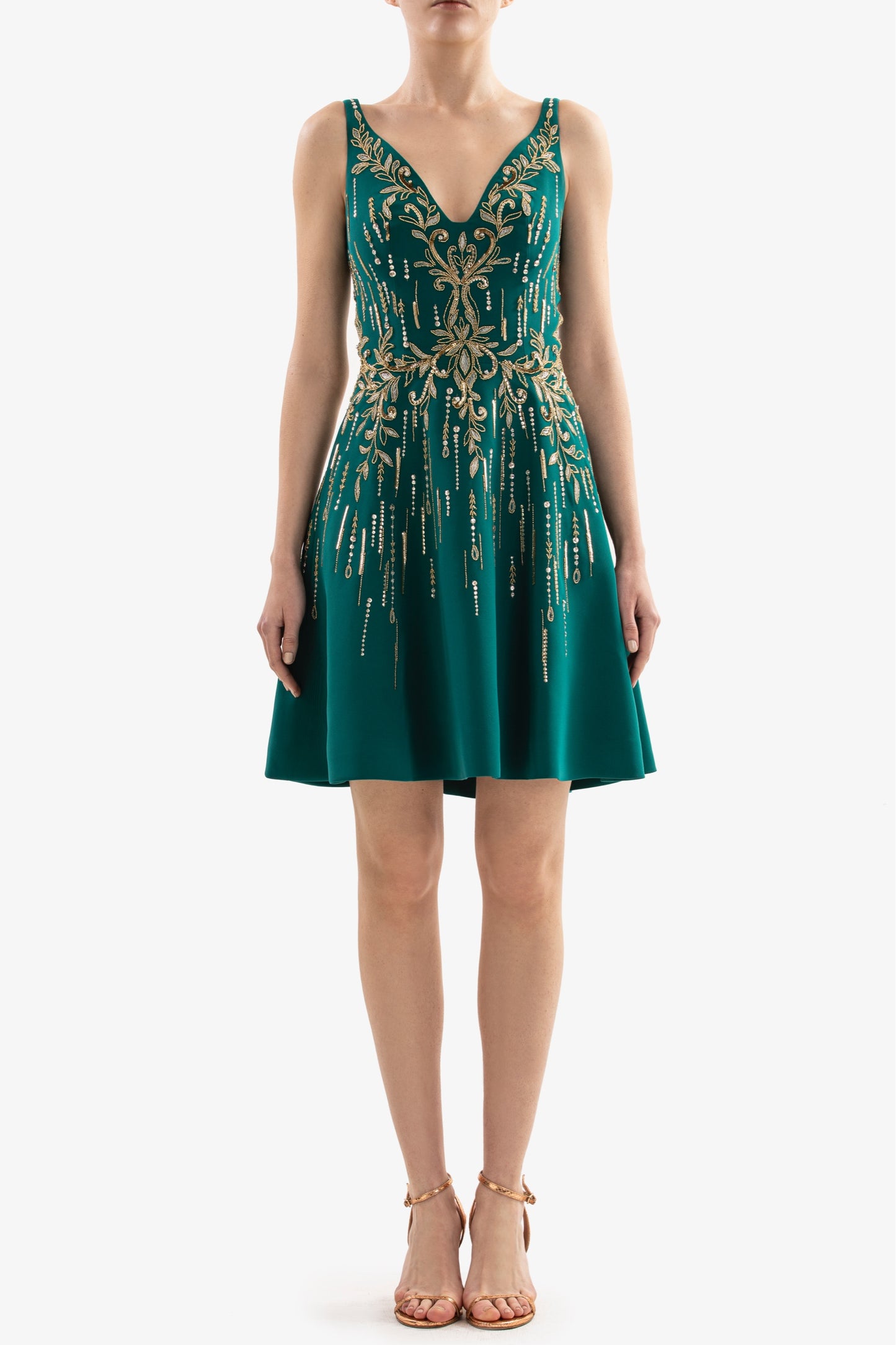 Short Crepe Beaded Dress