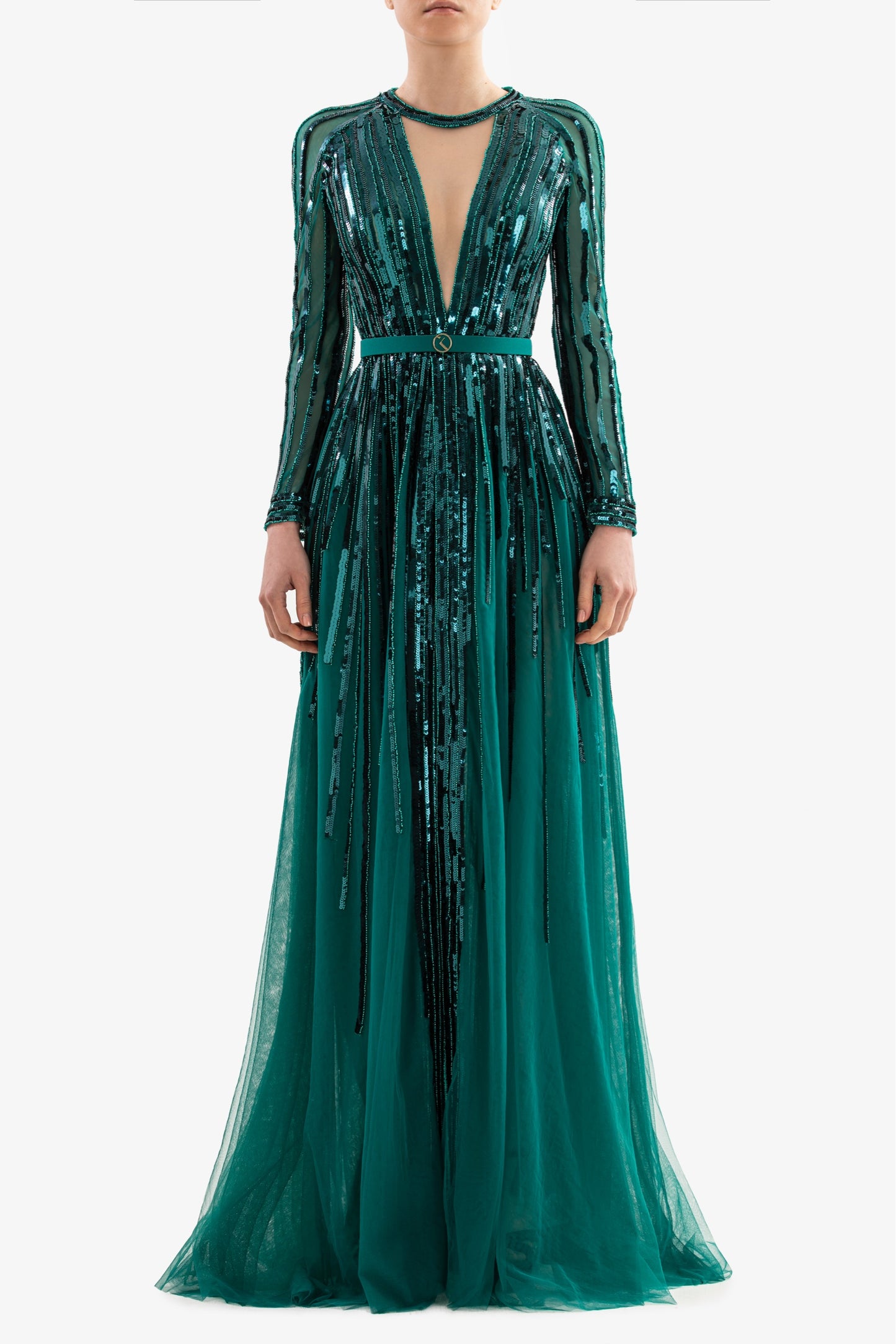 Sequin Long Sleeved Gown