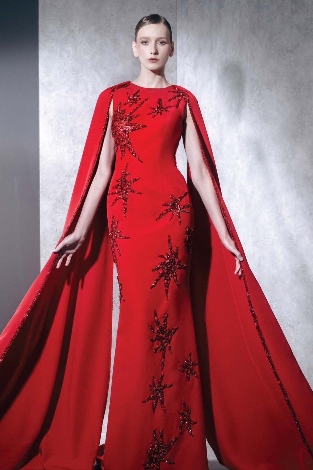 Cape Gown with Embellishments