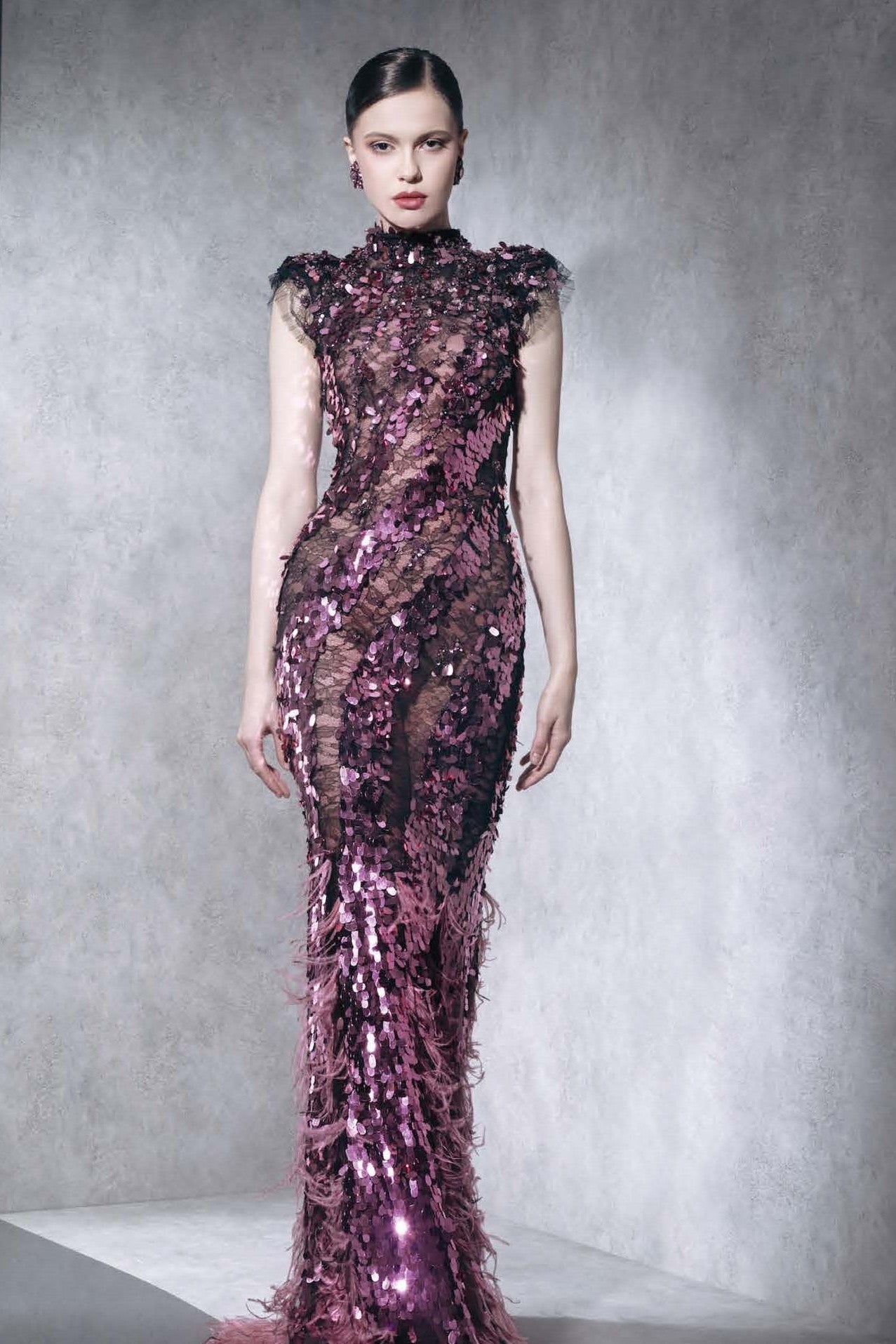 Fully Embellished Cap Sleeve Gown