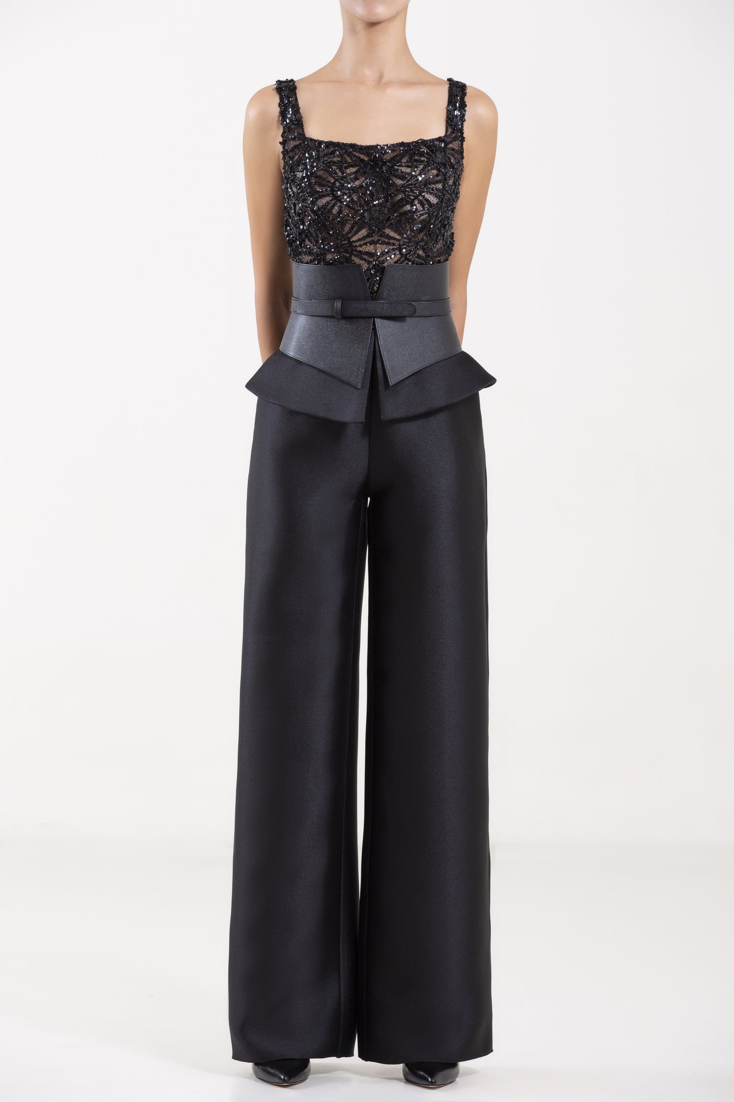 Mikado Piqu? Jumpsuit with Belt