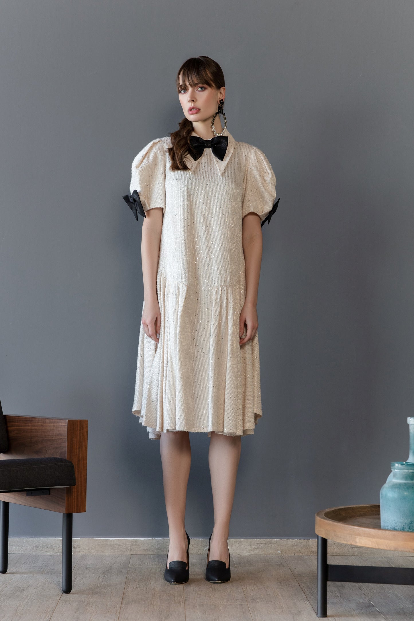 Tweed Dress with Bows