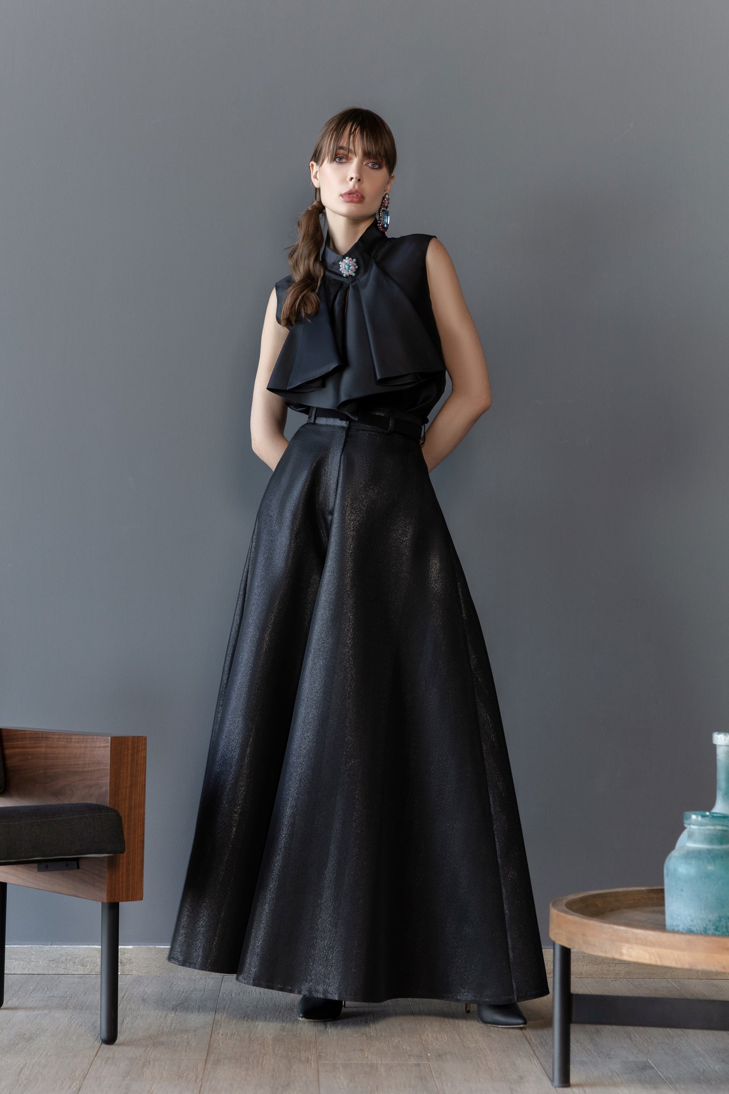 Shantung Top and Brocade Pants