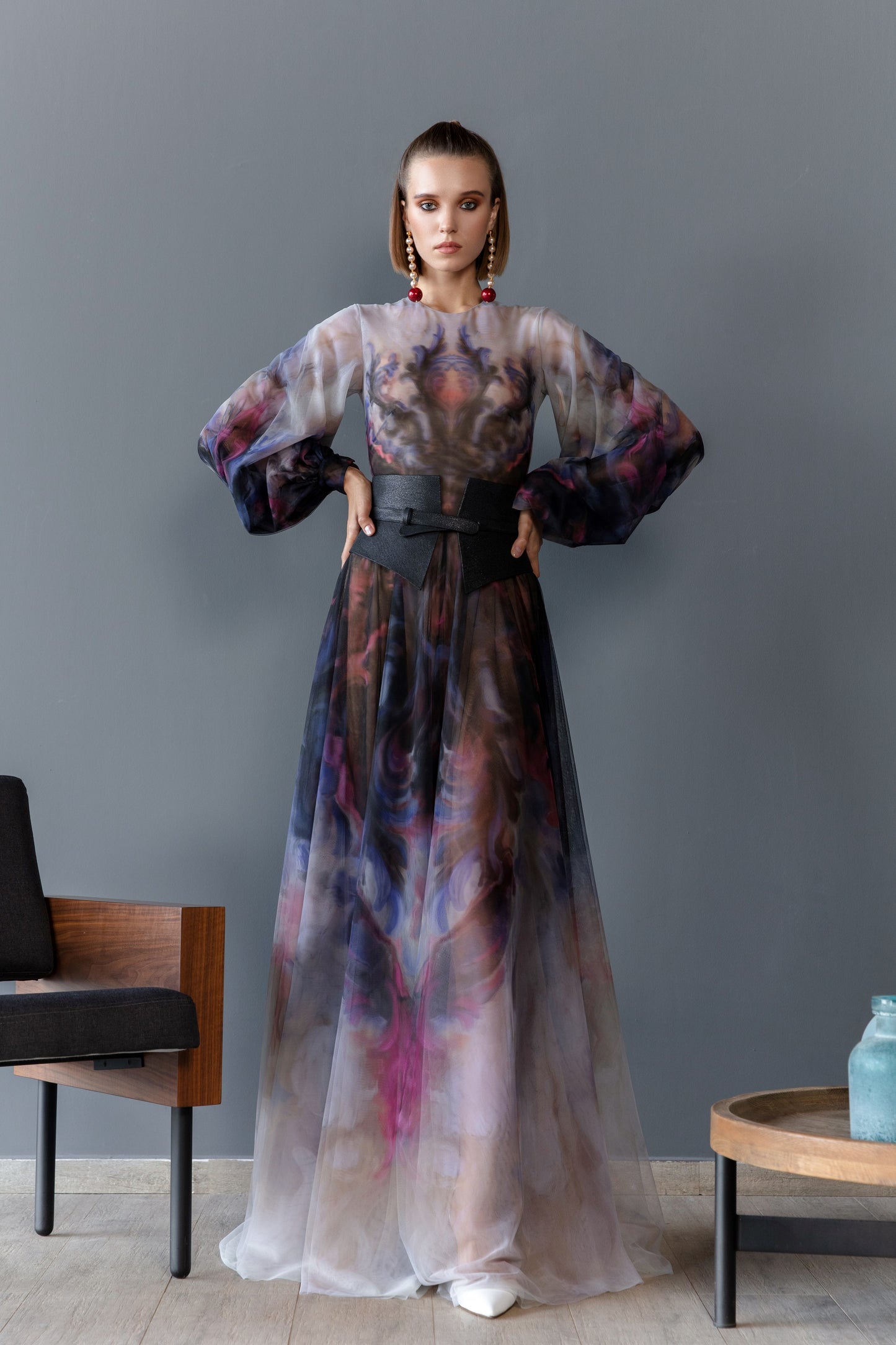 Tulle Gown with Belt