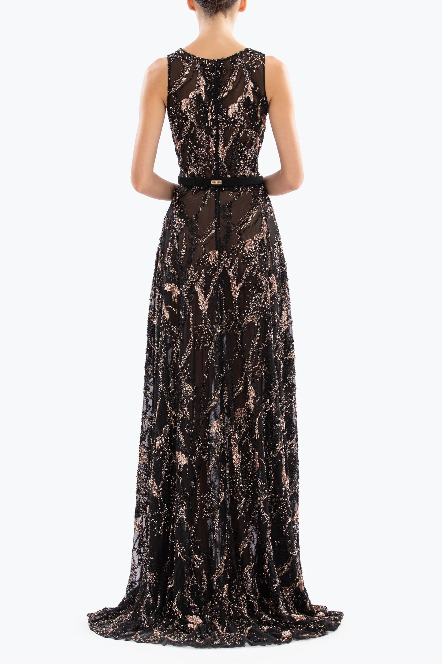 Sleeveless Deep V-Neck Gown