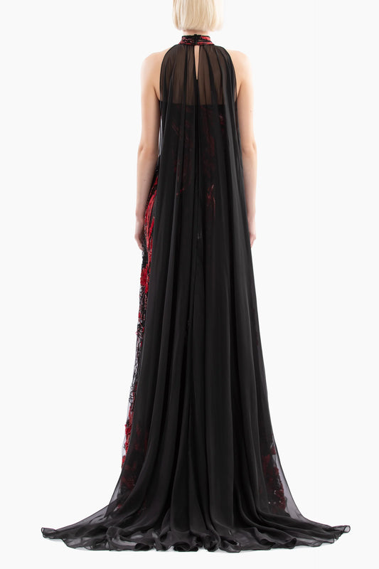 Strapless Embroidered Gown