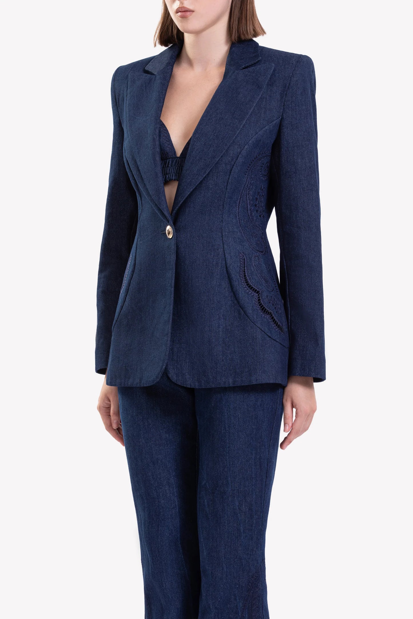 Denim Tailored Set with Bra