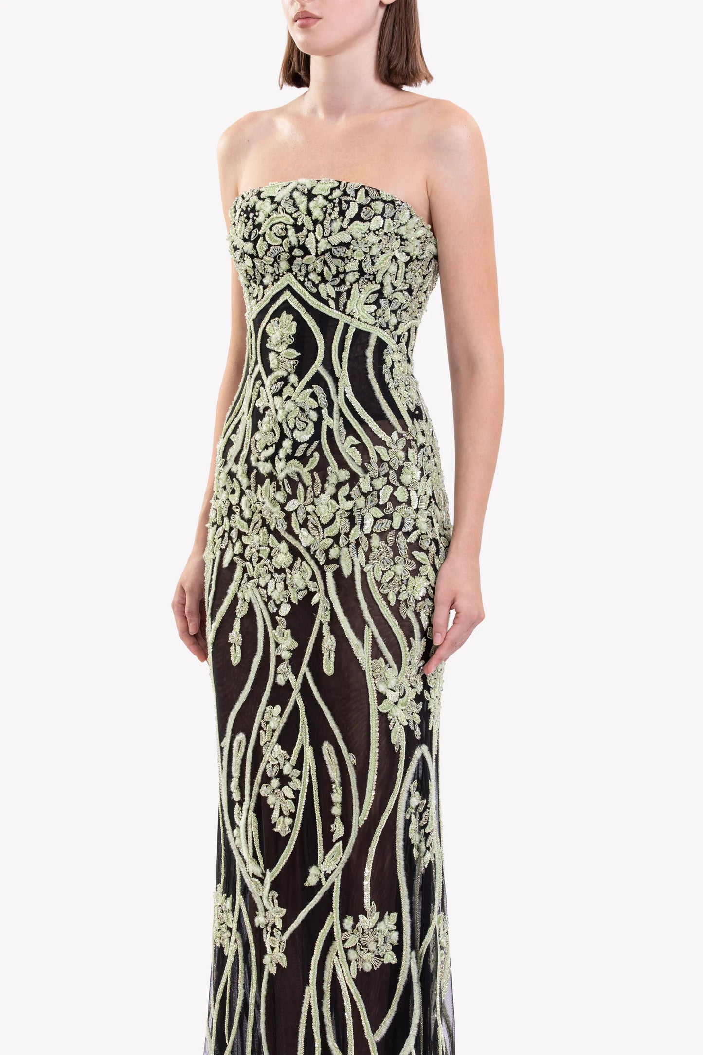 Strapless Embroidered Dress