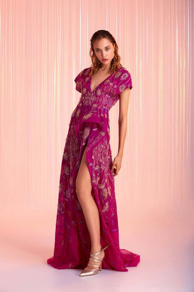 Short Sleeve Gown w/ Slit