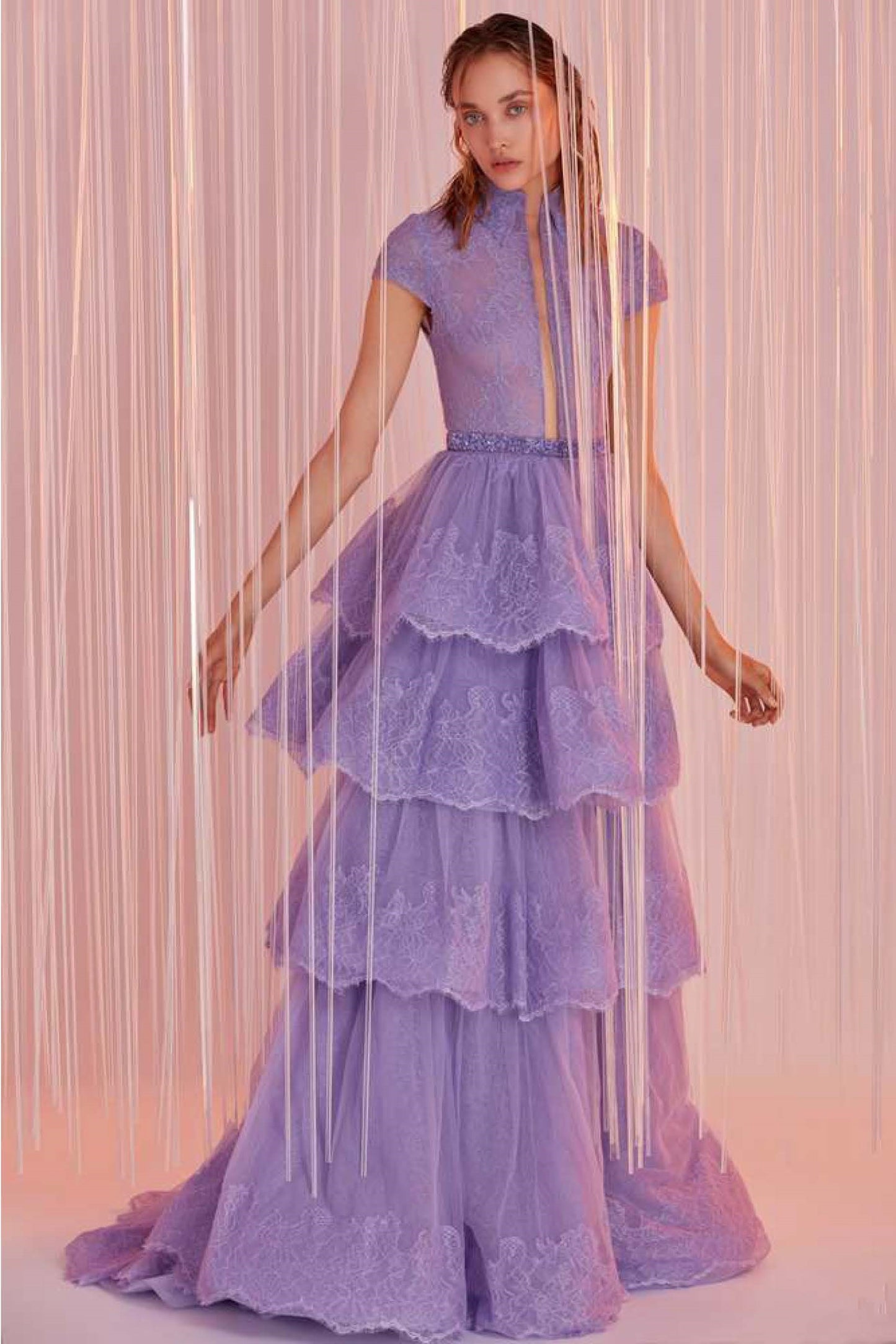 Tiered Cap Sleeve Gown