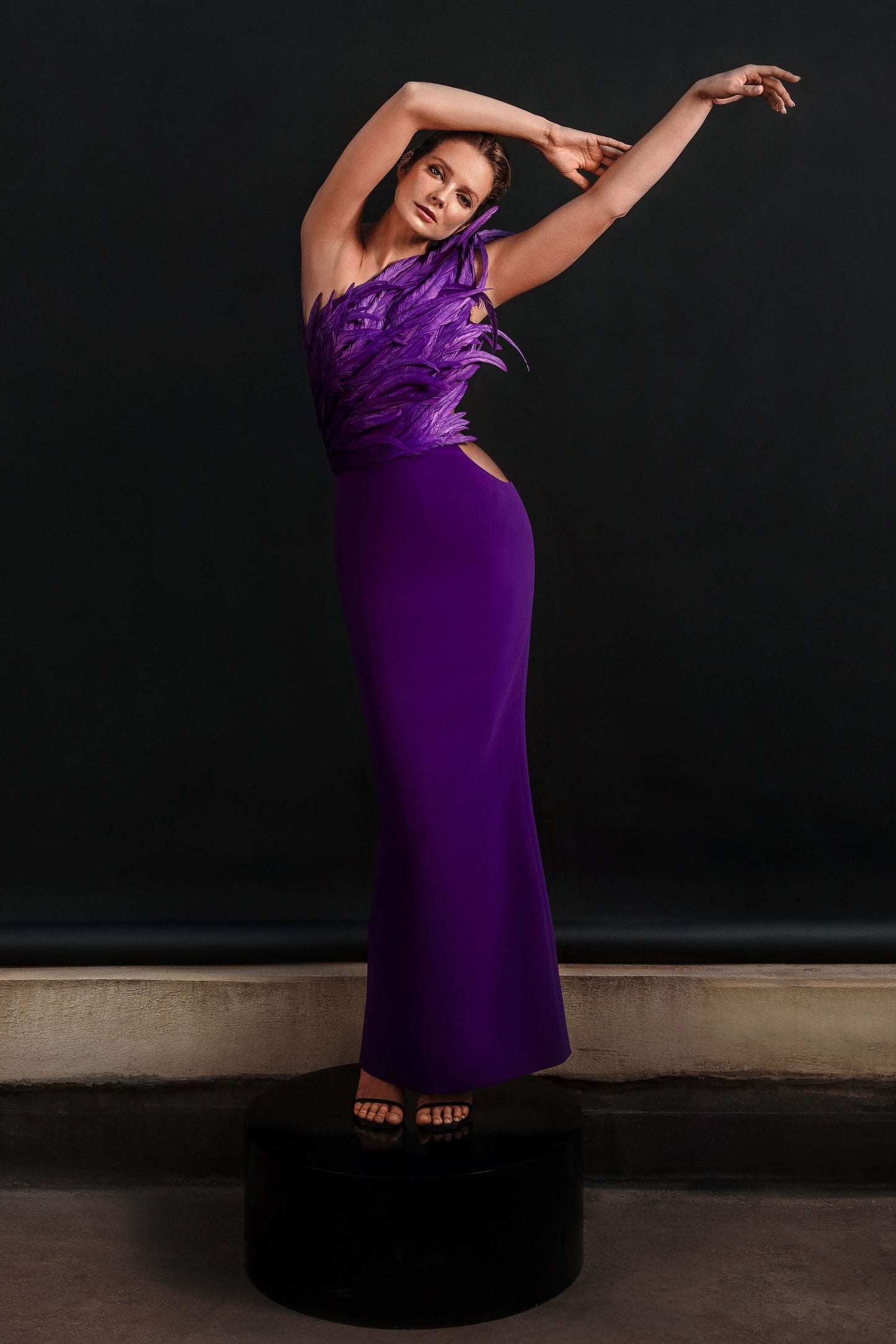 One Shoulder Crepe Dress