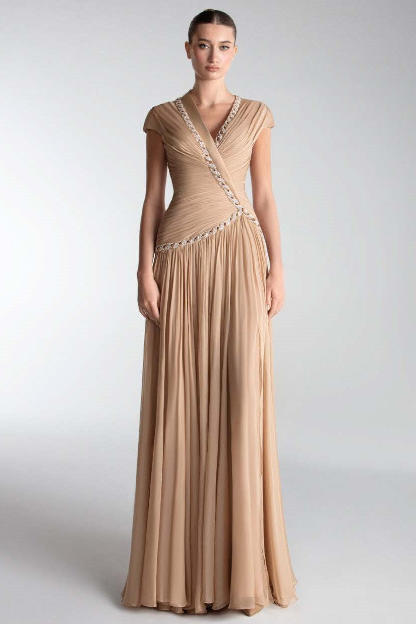 Draped-Chiffon Gown