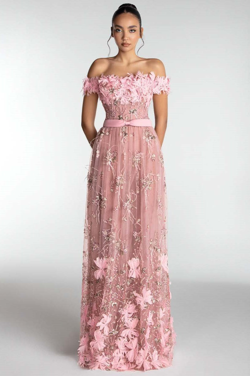 Off Shoulder Floral Gown