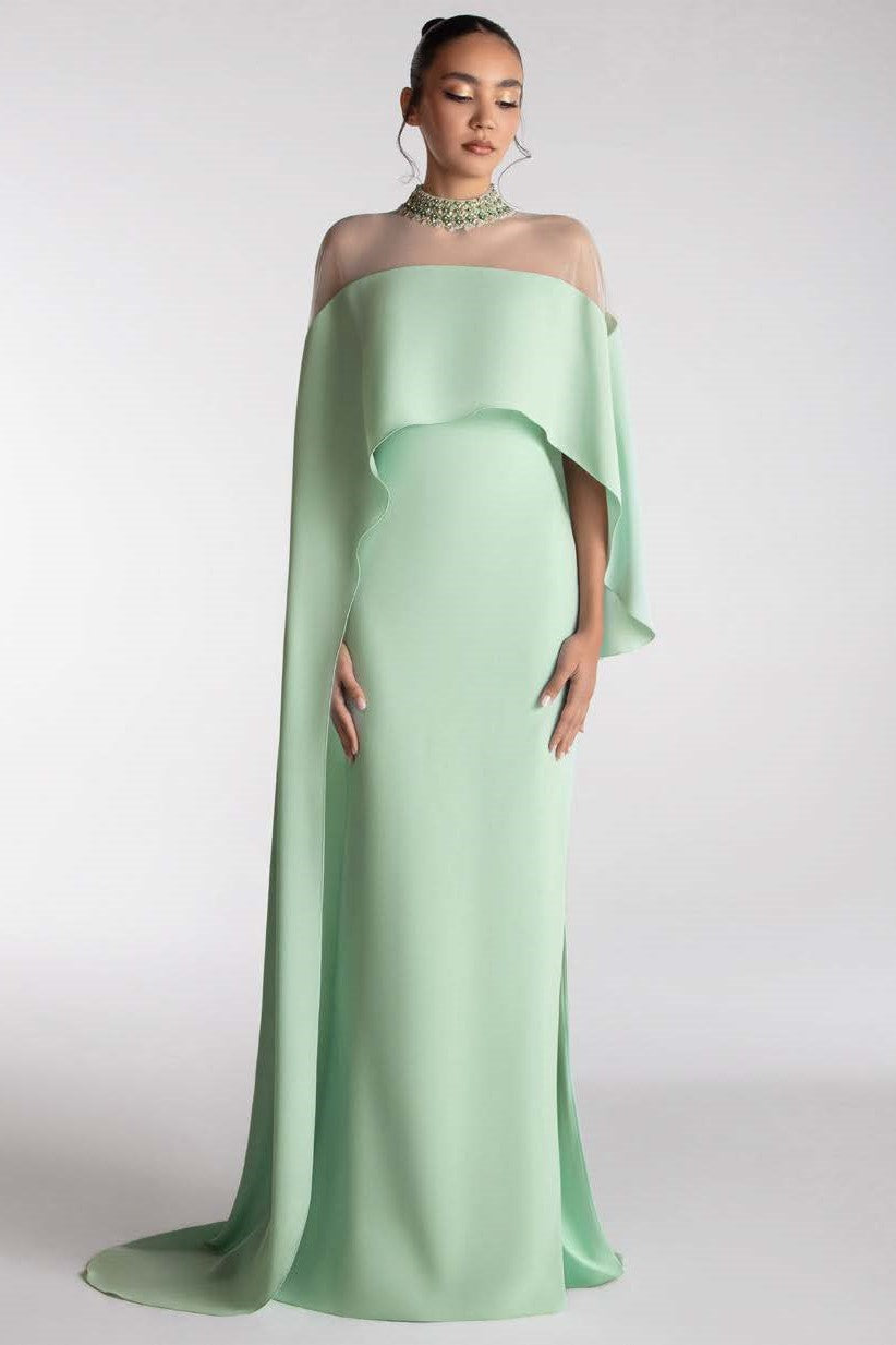 Cape Illusion Gown