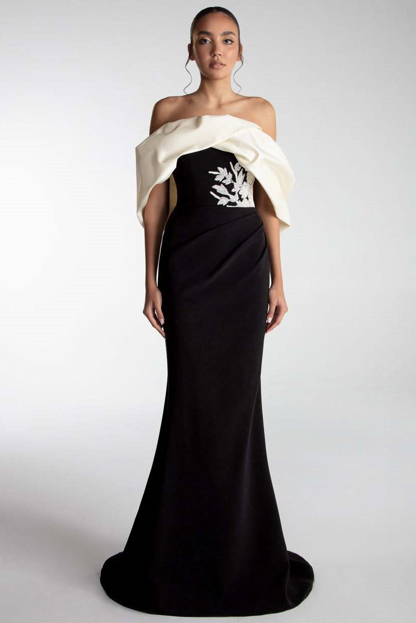 Taffeta Draped Gown