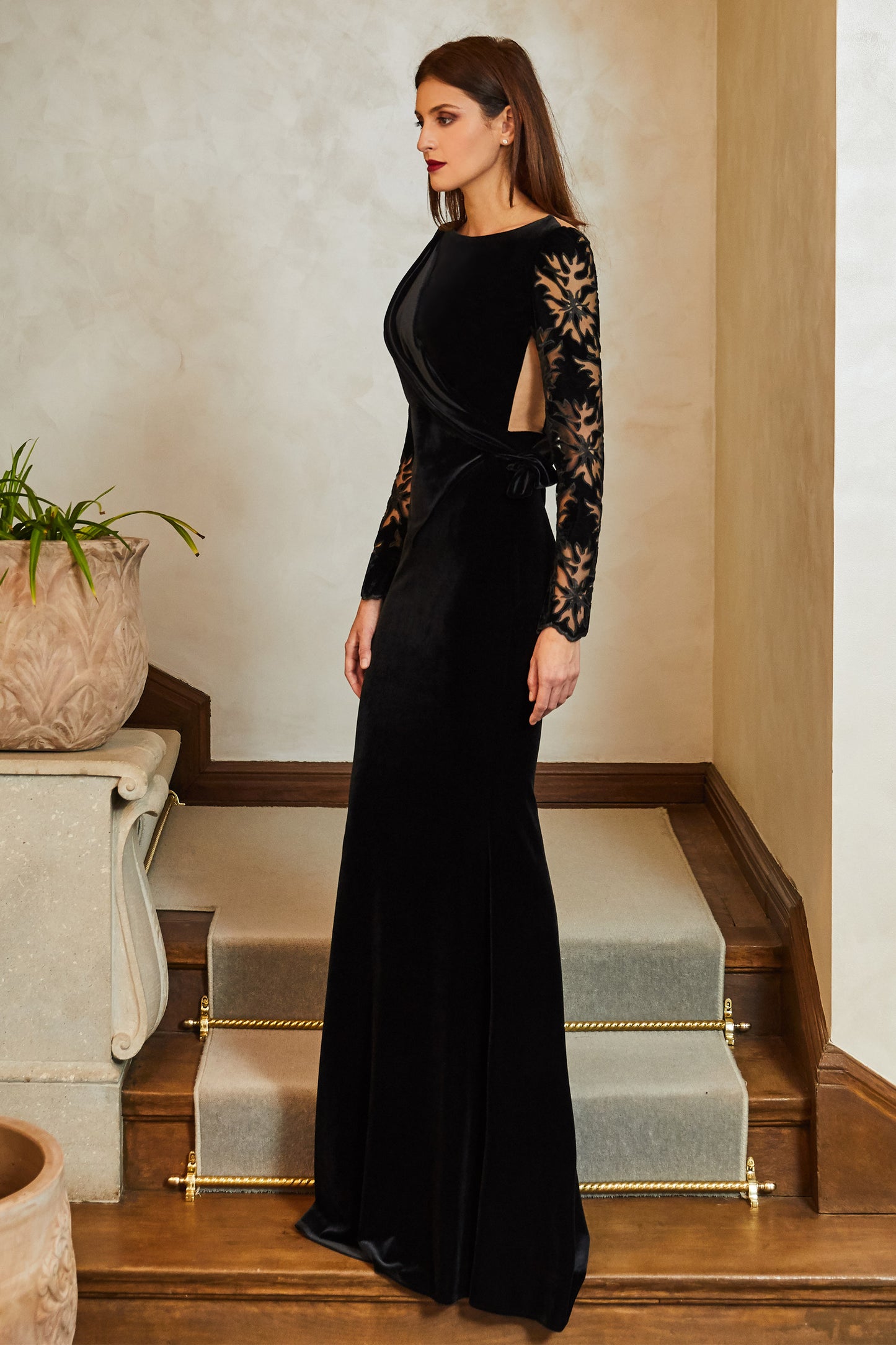 Black Velvet Fitted Gown