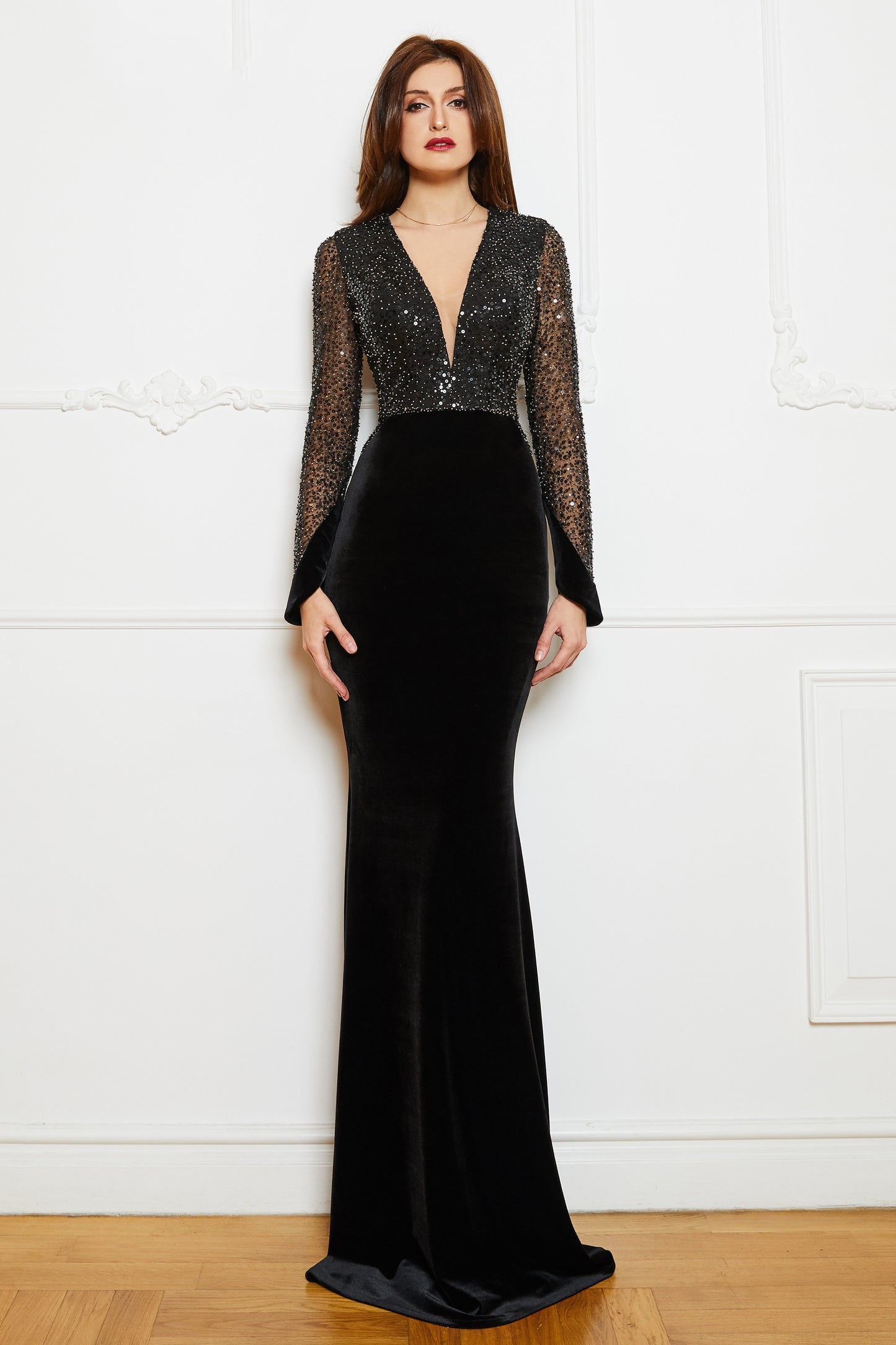Sequin and Velvet Gown