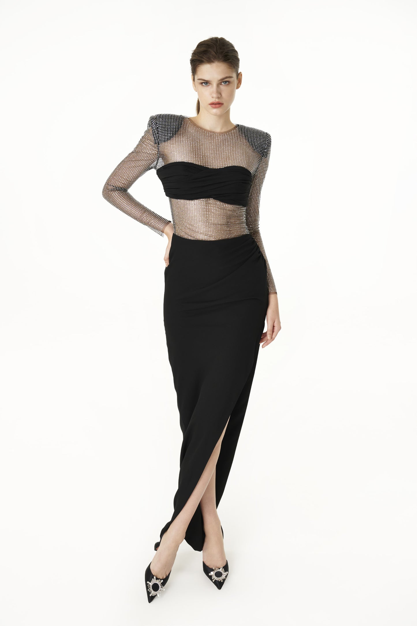 Crystal Mesh Bodice Dress