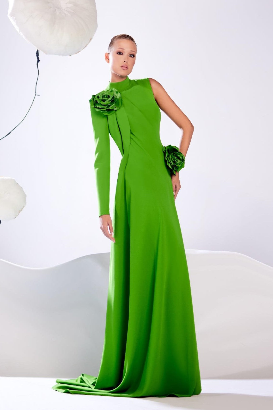 High Neck One Sleeve Gown
