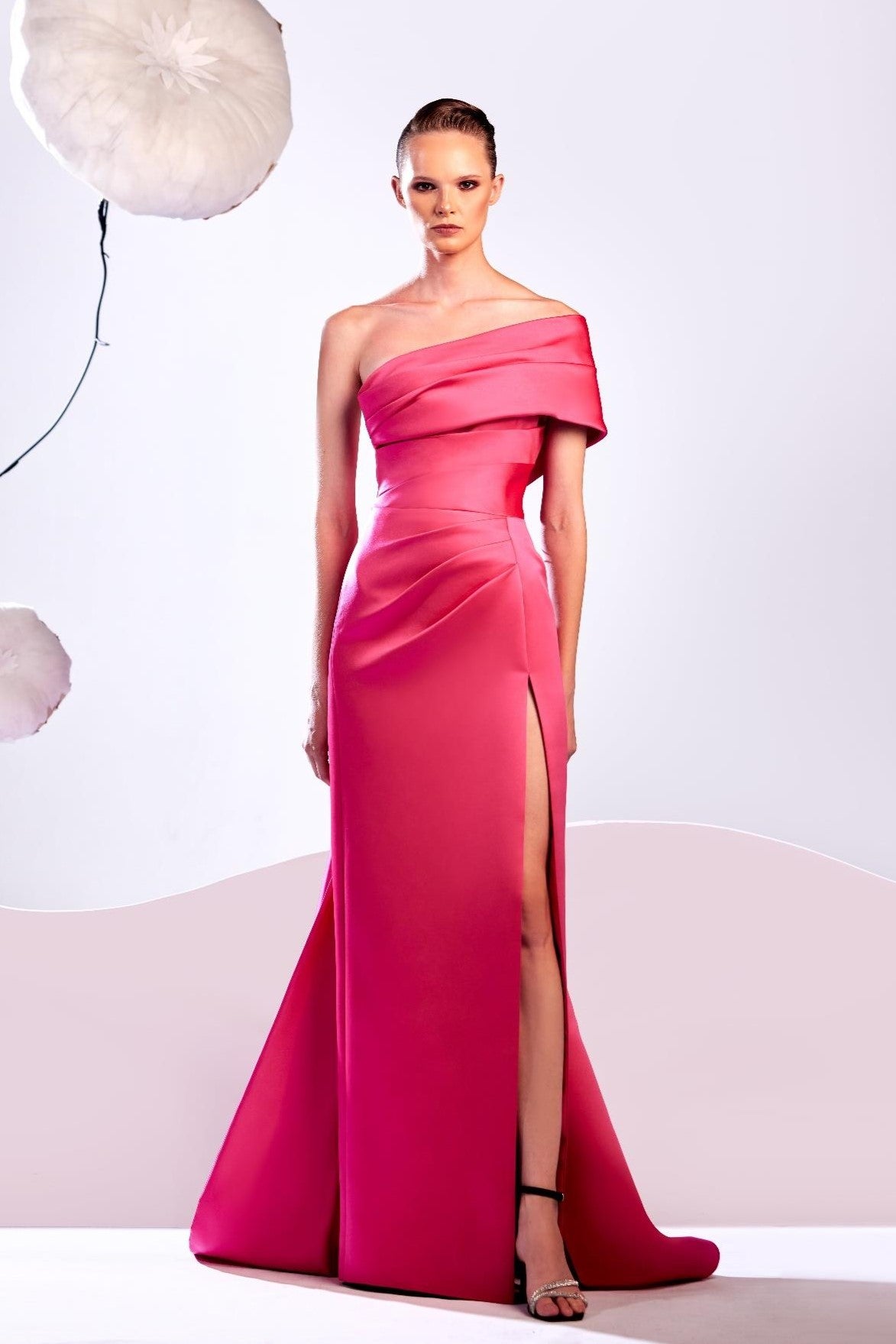 One Off-Shoulder Gown