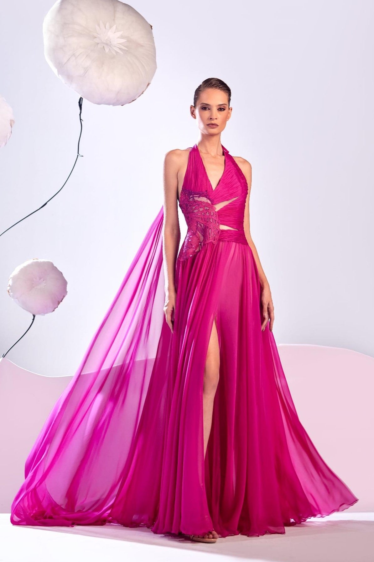 Halter High Slit Gown